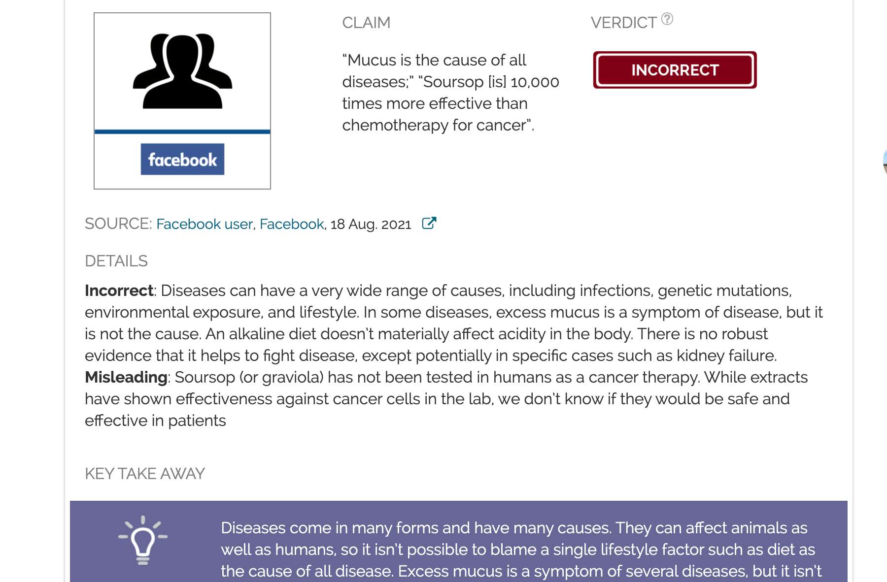 Excess mucus is a common symptom rather than cause of disease; soursop ...