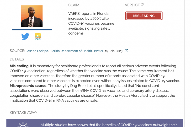 Florida Department Of Health Misleads COVID 19 Vaccine Safety Erroneous Comparison VAERS Reports E1677149208246 